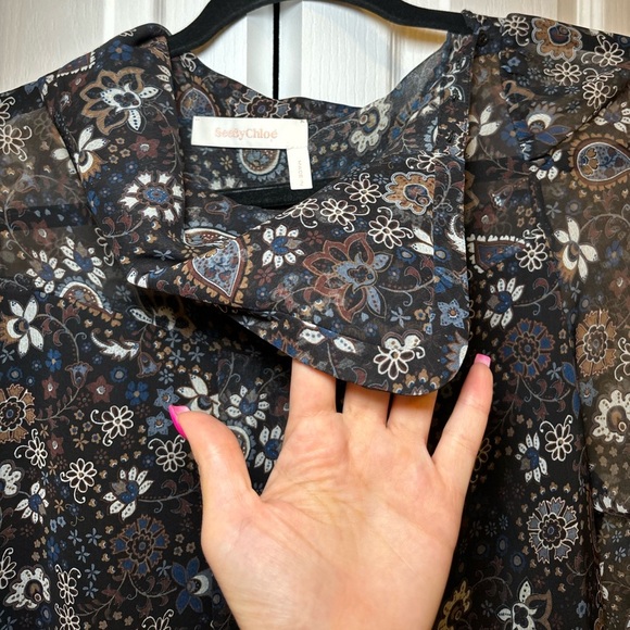 See by Chloé - Luxurious Tropical Floral Paisley Sheer Women's Longue SleeveTop - Picture 6 of 12